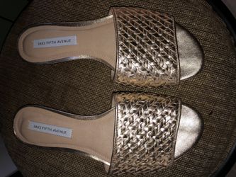 Size 6 Brand New Saks Leather Slides