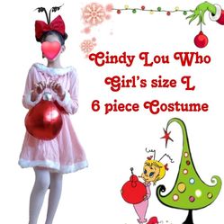 Christmas Cindy Lou Who from THE GRINCH  Girl's Size L Costume 🎄🎀💚
