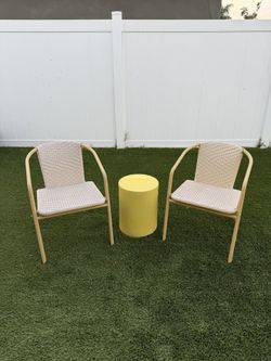 West Elm Outdoor Bistro Set- 2 Chairs And Drum Table