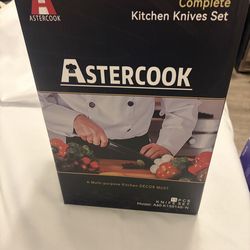 Astercook 15pc Kitchen Knife Set with Built-in Sharpener Block
