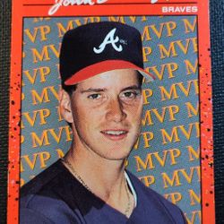 1990 Donruss MVP Error Card #BC-12 John Smoltz Pictured Is Tom Glavine Card is In Excellent Condition.