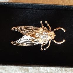 Gold Tone Cicada Pin Brooch