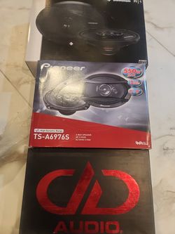 New 6x9 speakers dd audio vo mx269 are 150 rms each are $120  Rockford Fosgate 3 ways 65 and Pioneer 3 ways are