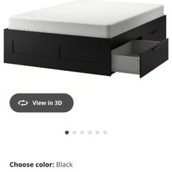 IKEA BRIMNES Bed Frame w/ Storage + LURÖY Slatted Base – Like New