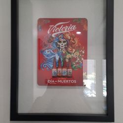 Framed VICTORIA beer Dia De MUERTOS Artwork