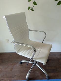 Faux White Leather Office Chair 
