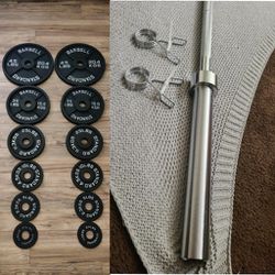 Brand New 290lbs Olympic Weight Plates And Barbell Set FIRM PRICE