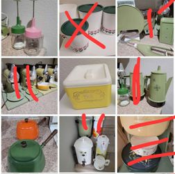 Vintage kitchen canisters chopper coffee Percolator napkin holder appliances knife airpot