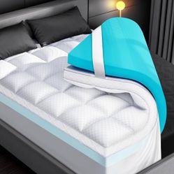 BRAND NEW UNOPENED! Queen Size Cooling Memory Foam Mattress Topper Dual Layer! 