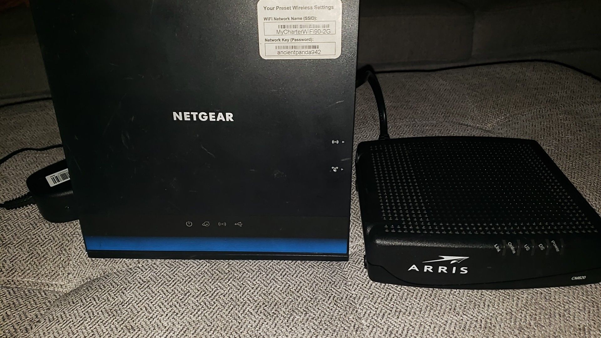 Netgear and Arris router and modem