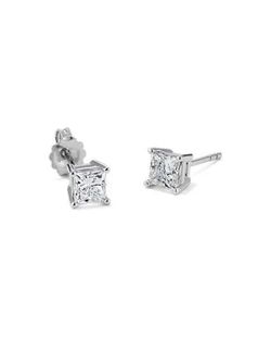 Lab grown diamond stud earrings princess 14k gold