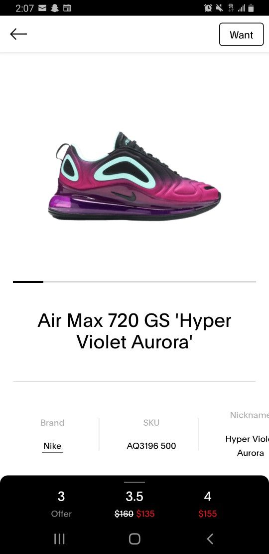 NIKE AIR MAX 720 GS 'HYPER VIOLET AURORA'