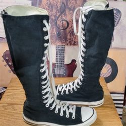Knee High Converse Black  Shoes. Womens Size 10, Men Sz 8