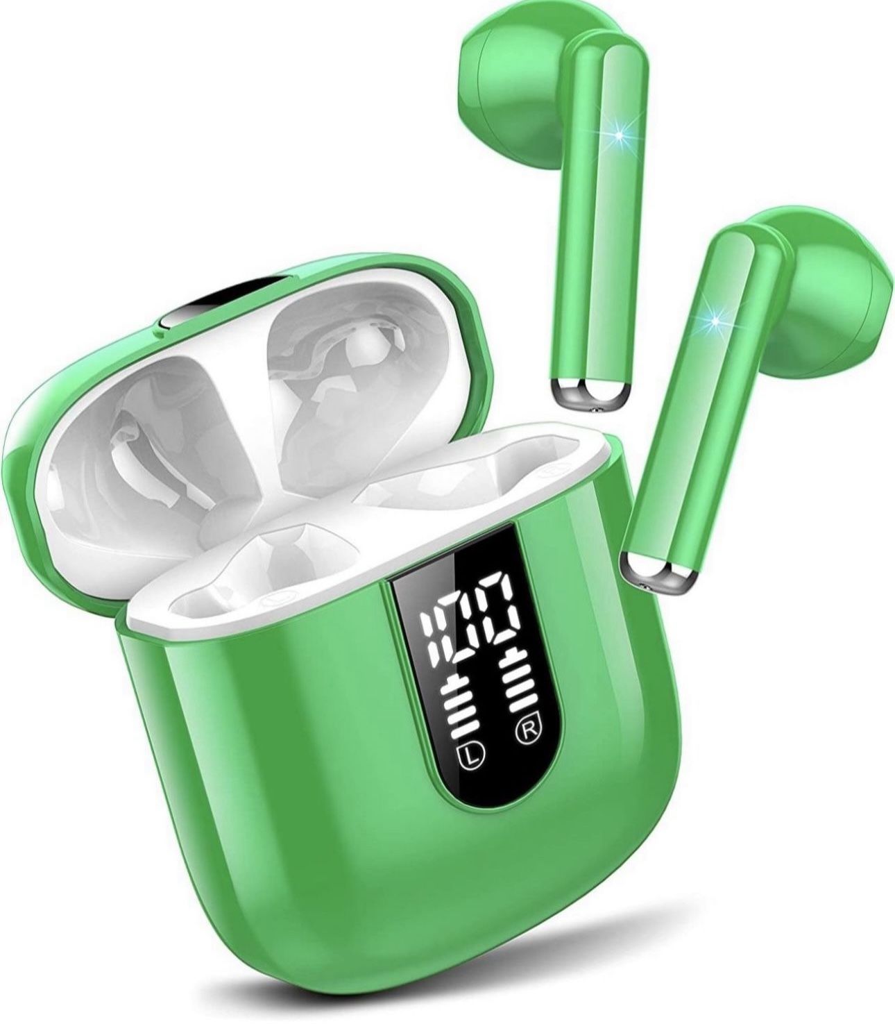 Wireless Earbud, Bluetooth Headphones 5.3 Stereo Earphones 2023 Ear Buds 30H ENC Mic, in-Ear Earbud USB-C LED Display IP7 Waterproof Sport Headset for