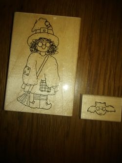 RUBBER STAMPS It's a Candy Day! Witch & Bat Used once. Like New! Great for Scrapbooking/Card making/Crafts etc