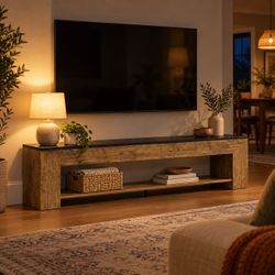 Rustic Bench with Open Shelf