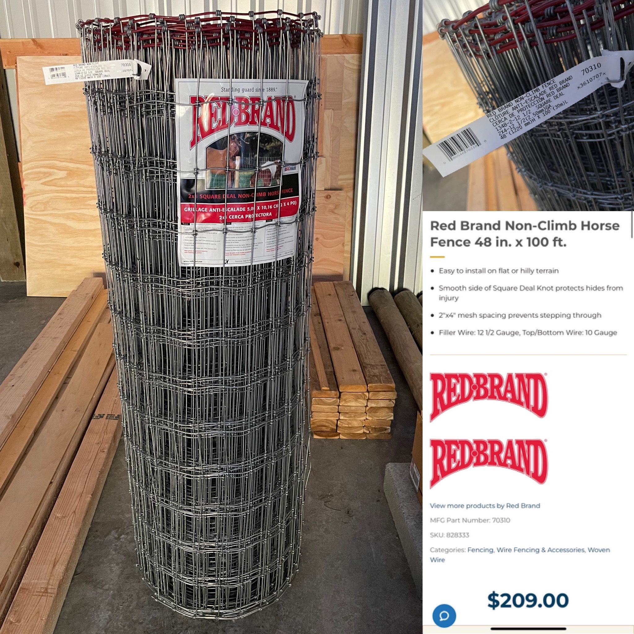 Brand New - Red Brand Non-Climb Horse Fence