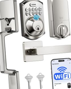 TEEHO TE012W-H Smart WiFi Fingerprint Door Lock, Satin Nickel