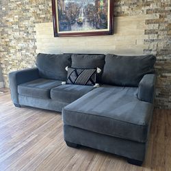 FREE DELIVERY- 2-Piece Grey Sectional Sofa W Reversible Chaise