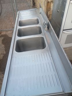 Stainless steel commercial triple basin sink