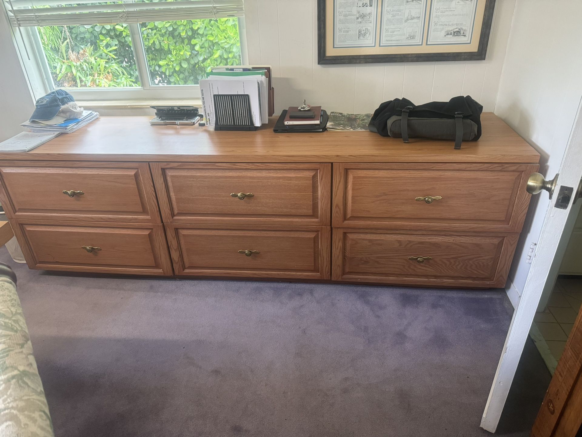 Custom 6 Drawer Oak File Cabinet