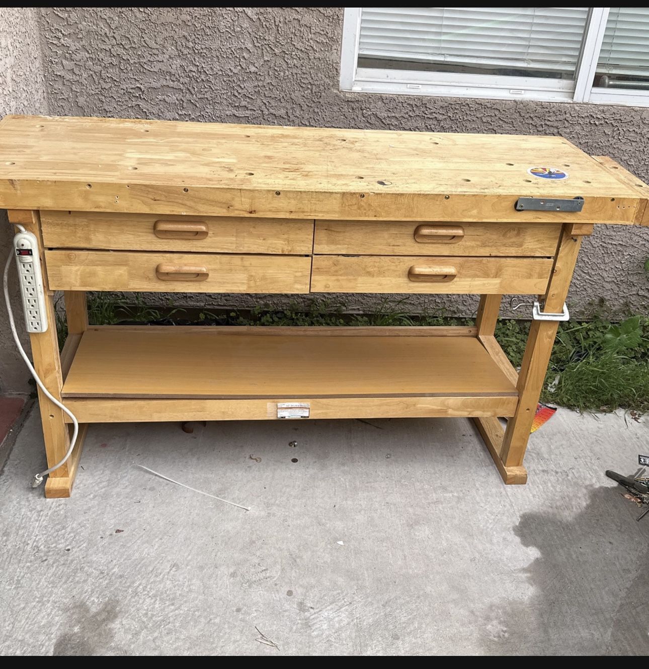 Windsor Design Workbench with 4 Drawers, 60 Hardwood