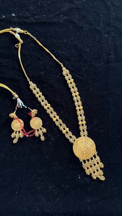 Gold-Tone Long Necklace and Earring Set