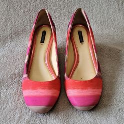 Alex Marie round toe striped cork wedges size 9.5