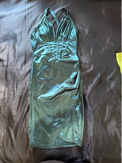 SHEIN Emerald Green Satin Corset Mini Dress Size Small