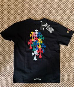 Chrome Hearts Black Tee With Multicolored Cross
