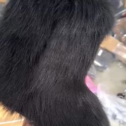 Black Custom Faux Fur Boots Sizes 5-11.5 Message Your True Size To Order. 