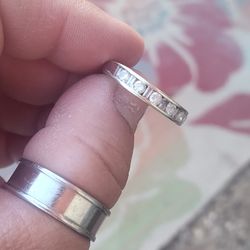 White Gold Wedding Band.10k.wirh A Caret Of Diamonds.Real Diamonds