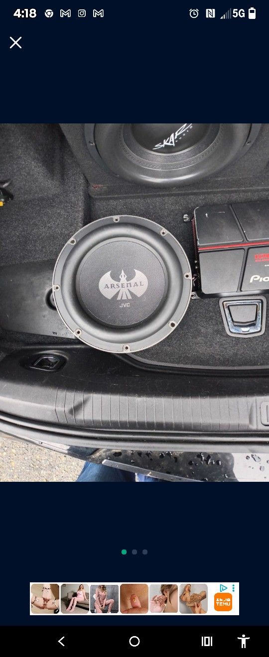 JVC 10" Subwoofer  Pioneer 1000wMaxPWR Amp