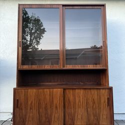 Antique Hundevad Denmark mid century modern display china cabinet