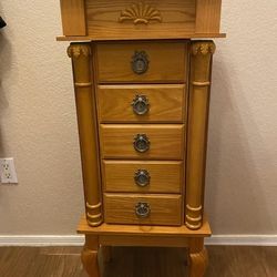 Jewelry Chest Armoire Oak Vintage  EUC $30