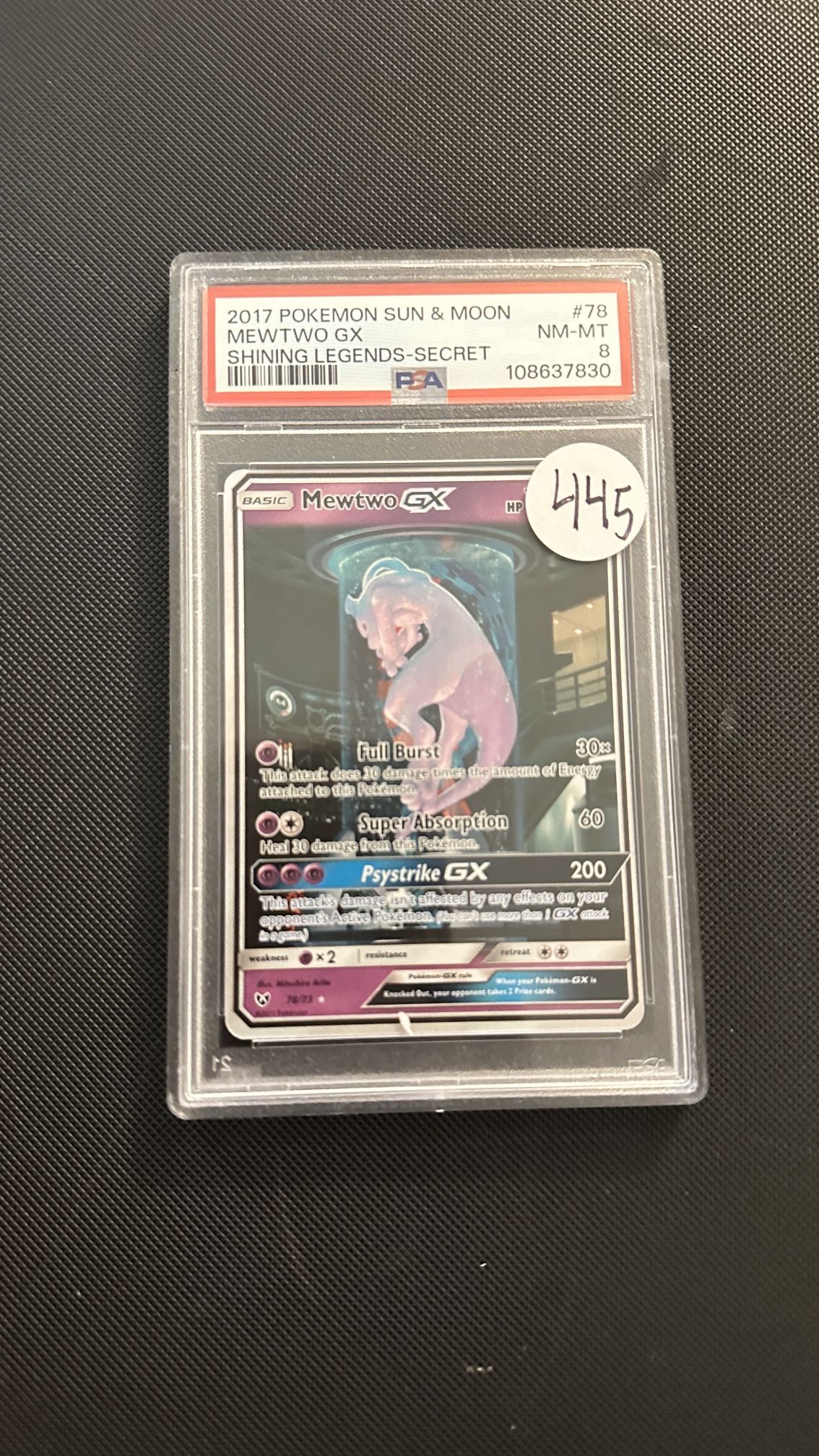 Mewtwo GX #78 Shining Legends PSA 8