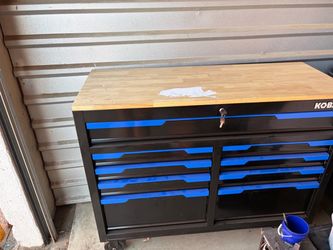 Kobalt Rolling Tool Cabinet with Wood Top