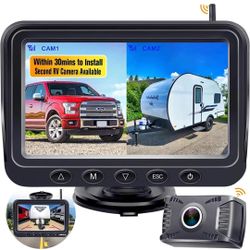 Wireless Backup Camera HD 1080P Waterproof Truck Car Mini-RV Back Up Camera System Travel Camper Rear View 5'' Monitor Night Vision Two Channels Digit