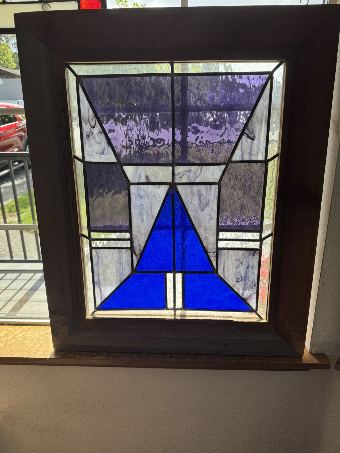Reclaimed Heavy Wood Frame In Perfect Stained Glass Window