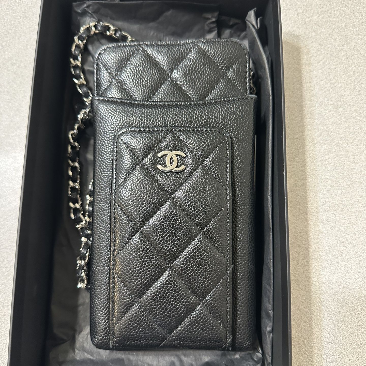 Chanel Caviar Quilted Cc Phone Holder