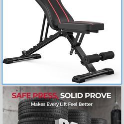 FLYBIRD Adjustable Bench,Utility Weight Bench for Full Body Workout- Multi-Purpose Foldable Incline Bench (Black)