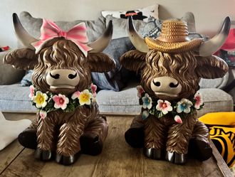 Highland Cow Figurines Set of Two