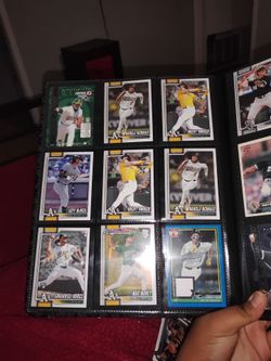 Whole page of athletics baseball cards