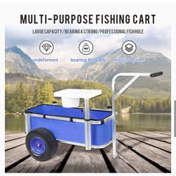  Zevcri Fishing trolley for anglers, fishing trolley with fish food bucket, transport trolley, fishing trolley, handcart, garden trolley, camping trol