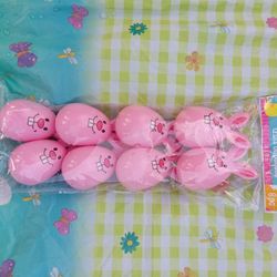Pink Bunny With Ears Plastic Easter Eggs