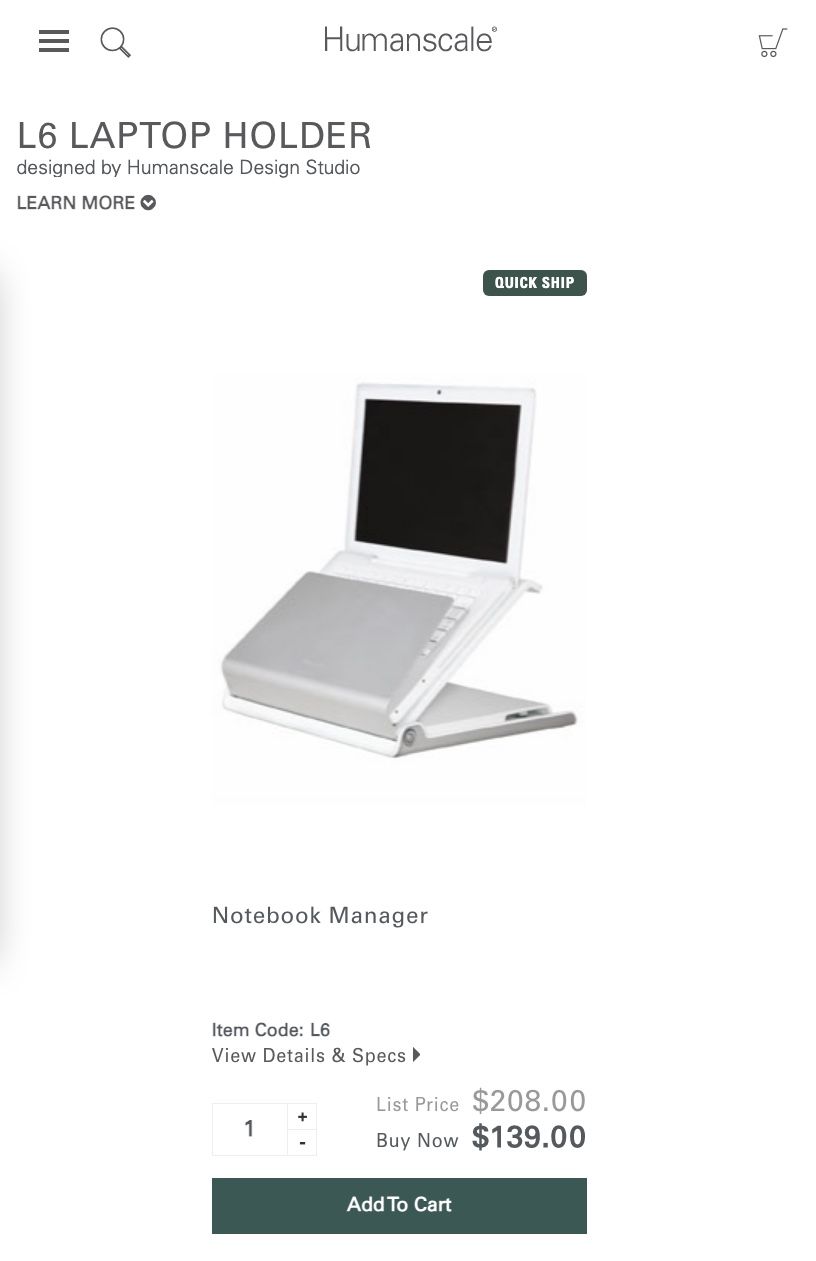 Laptop Stand Humanscale L6 Notebook Manager for Sale in Edmonds, WA