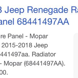 2015-2018 Jeep Renegade Radiator Support