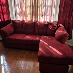L Shaped Burgundy Couch