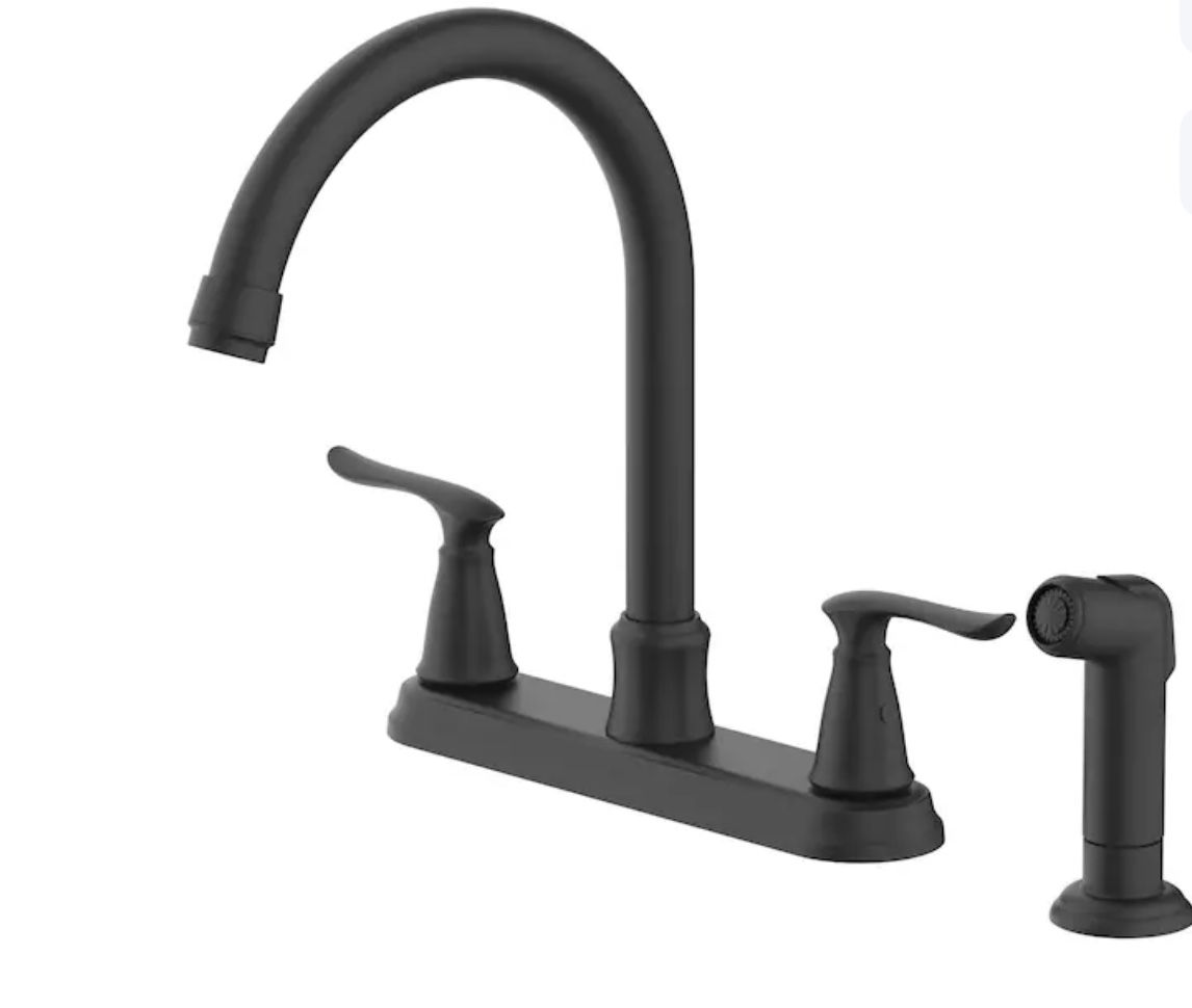 Project Source Laural Matte Black Double Handle High-arc Kitchen Faucet