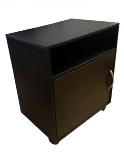Printer Stand with Adjustable Storage Shelves, Mobile Black Wood Work Cart on Wheels for Home Office